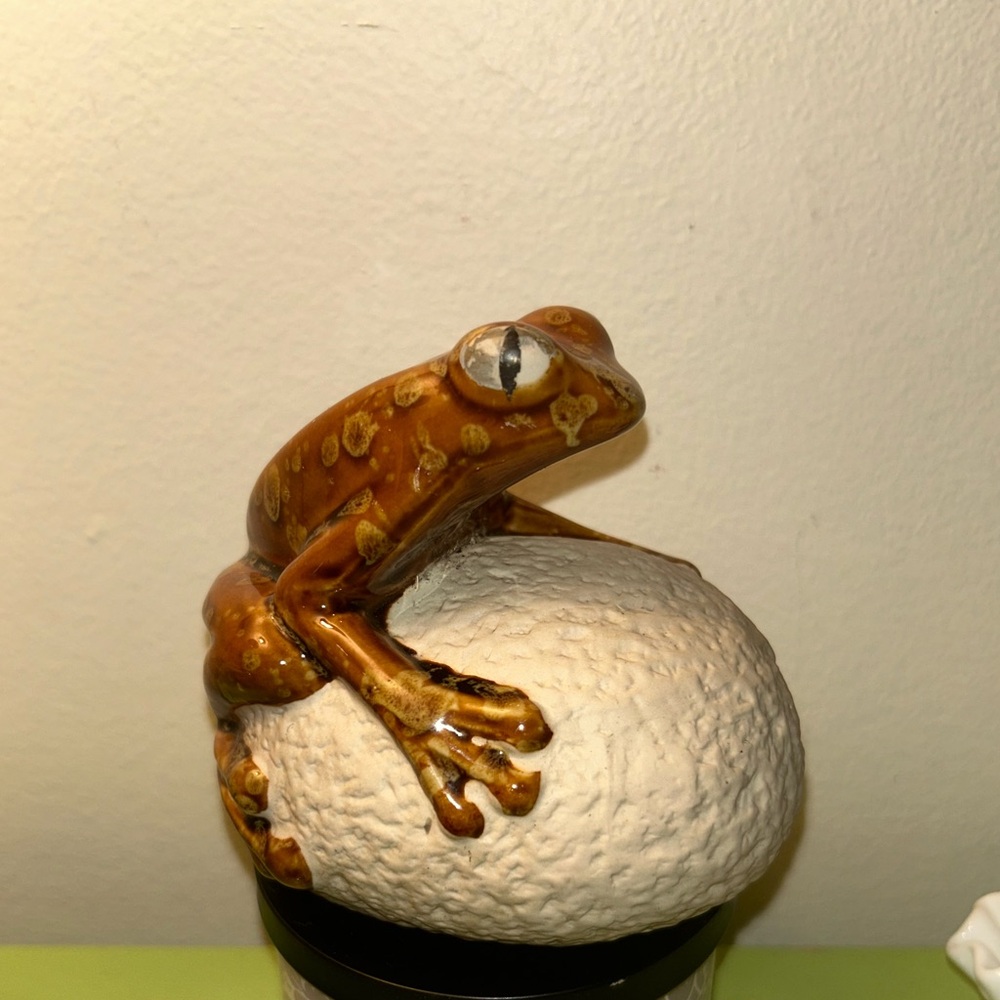 The Potting Shed Ceramic Frog On A Ceramic Stone Ornament